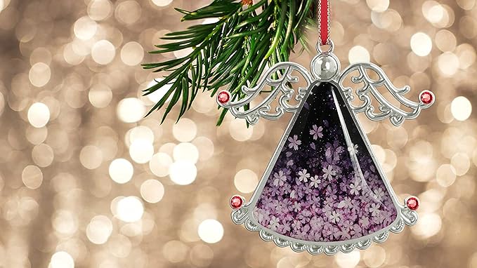 XUTAI Angel Christmas Tree Ornament Cherry Blossom Flower Glass Hanging Angel Glass Pendant for Holiday Decoration