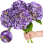 Nubry 22.44In Purple Hydrangea Artificial Flowers,4Pcs Latex Faux Real Touch Large Hydrangea Flowers with Long Stems & Leaves for Home Office Decor Wedding Party Arrangements(Purple)