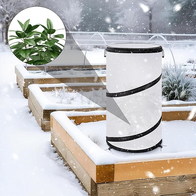 20 x 12 Inch Pop Up Winter Frost Plant Cover, Round Garden Plants Freeze Protection Tent, Foldable Warm Plant Protector Enclosure for Snow Frost Protection Indoor & Outdoor