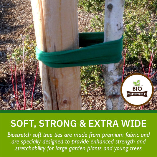 Extra Wide Soft Tree Ties - Strong & Stretchy Support for Large Plants & Young Trees - Cut-to-Length Green Garden Tape for Home & Professional Gardening (52 ft / 16M)