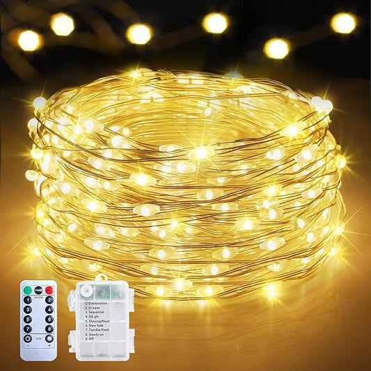 Upgraded 70Ft 200 LED Fairy Lights Battery Operated with Remote & Timer, Waterproof Christmas String Lights Outdoor Indoor, Battery Twinkle Lights for Bedroom, Classroom, Xmas, Parties, Wedding, Decor