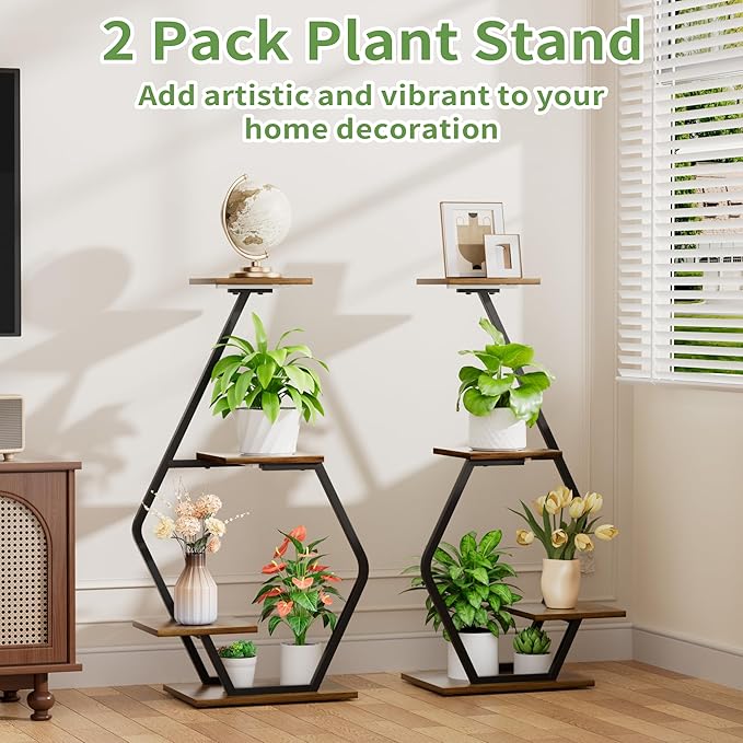 Plant Stand Indoor with Grow Light, 35'' Plant Shelf Corner Plant Stands for Indoor Plant, 2 Pack 4 Tiered Plant Holder for Home Decor, Plant Shelves for Multiple Plants