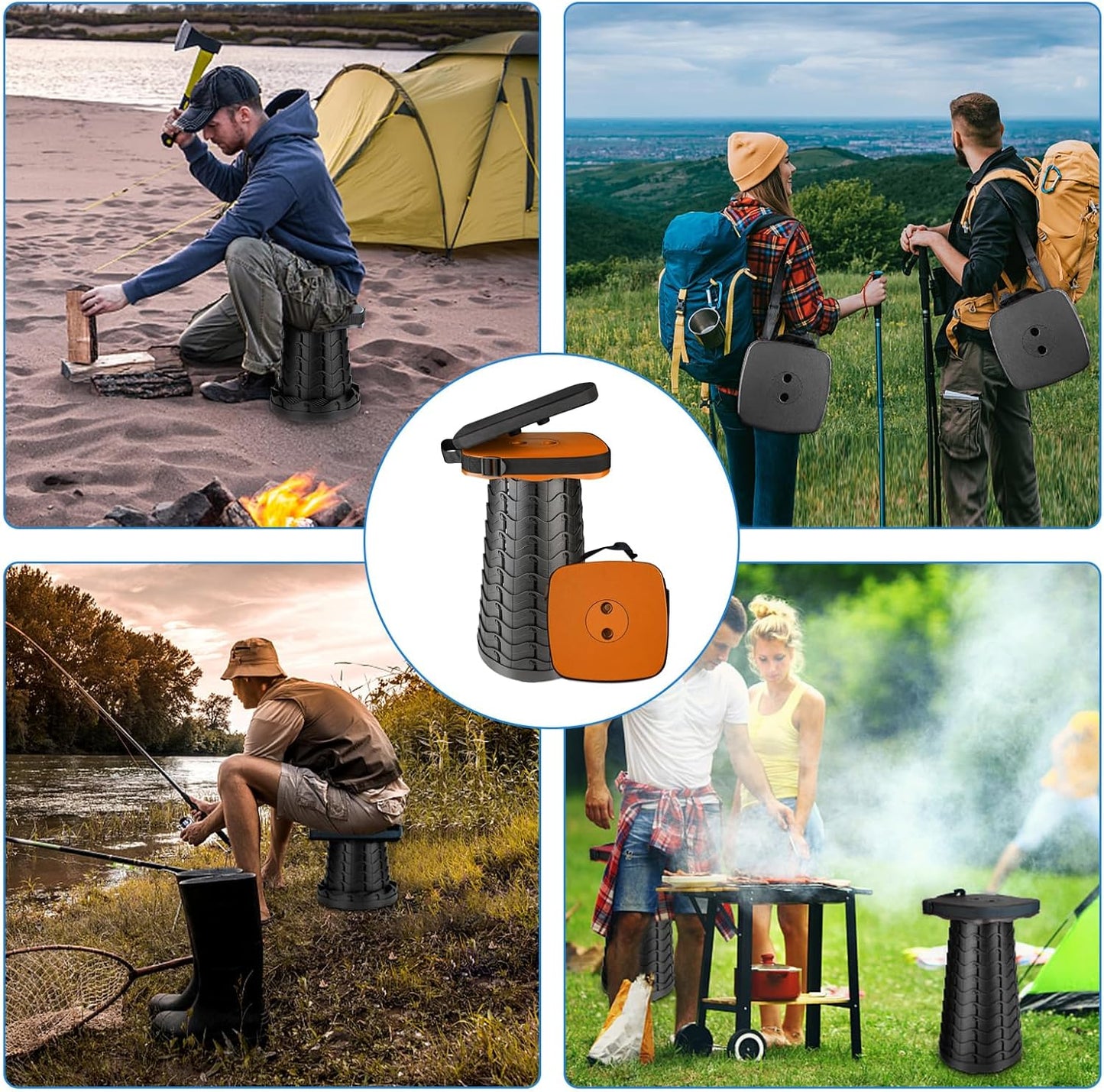 Foldable Camping Stool with Cushion, Portable Folding Stool with Nylon Bag, Collapsible Stool for Adults Portable, Max Load 550 LB