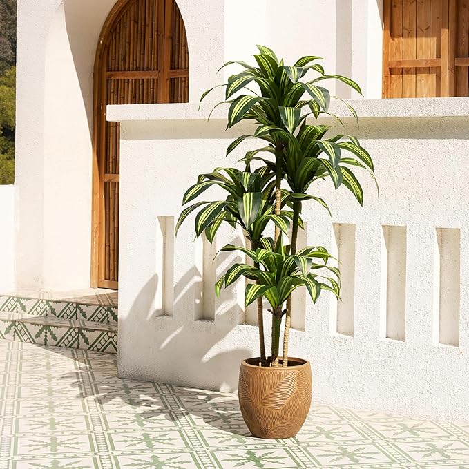 Artificial Dracaena Tree 6FT Tall Fake Tree - Faux Indoor Plant with UV Resistant Potted Design - Realistic Large Artificial Plants for Home Living Room Office Decor Indoor