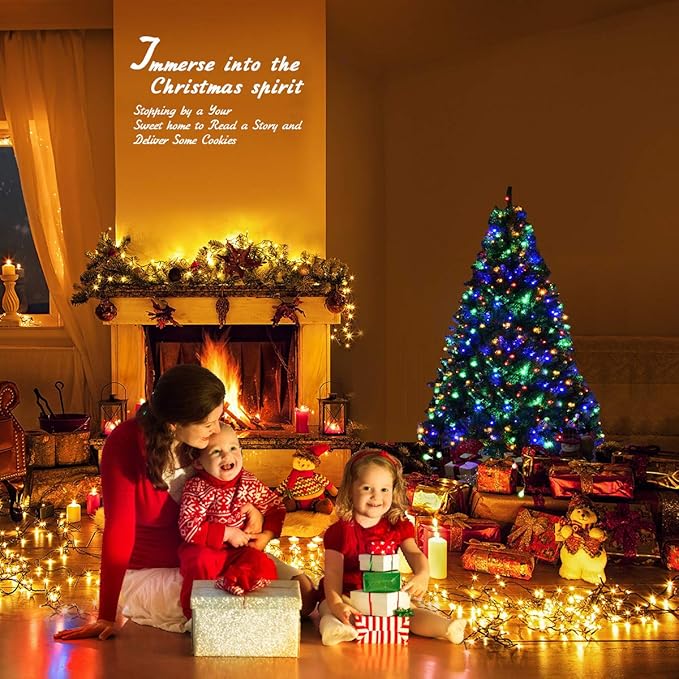 COSTWAY 4 FT Pre-lit Christmas Tree, Artificial Xmas Tree with 100 Warm White & Multicolored Lights, 11 Modes, 300 Branch Tips, Metal Support, Holiday Decoration Fake Tree for Home, Office, Party