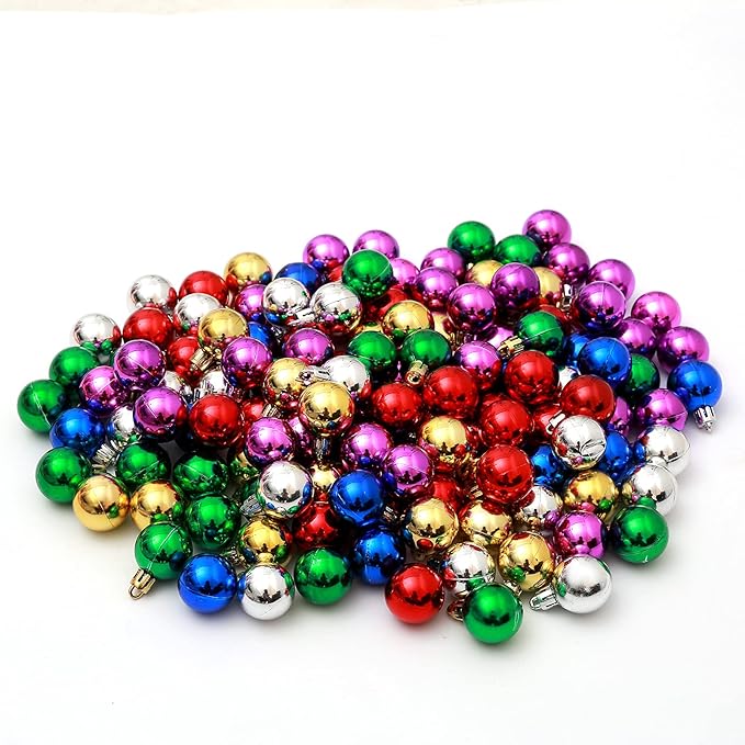 144 PCS/1.18 inch Christmas Tree Ornaments, Christmas Ball Decoration Set Color Mixing（Red Green Gold Blue Rose red Silver） Christmas Ball Shatterproof Hanging Tree Ornament Set