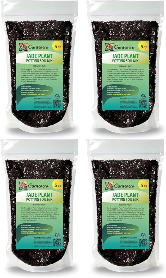 GARDENERA Premium Jade Plant Potting Soil Mix - 20 Quart (4 Bags of 5 Quart)