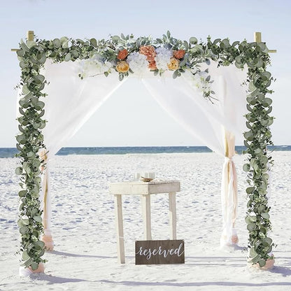 Dolicer 4 Packs 6FT Artificial Eucalyptus Garland, Faux Greenery Garland Hanging Fake Silver Dollar Eucalyptus Leaves Vines for Wedding Backdrop Arch Table Wall Party Home Decor