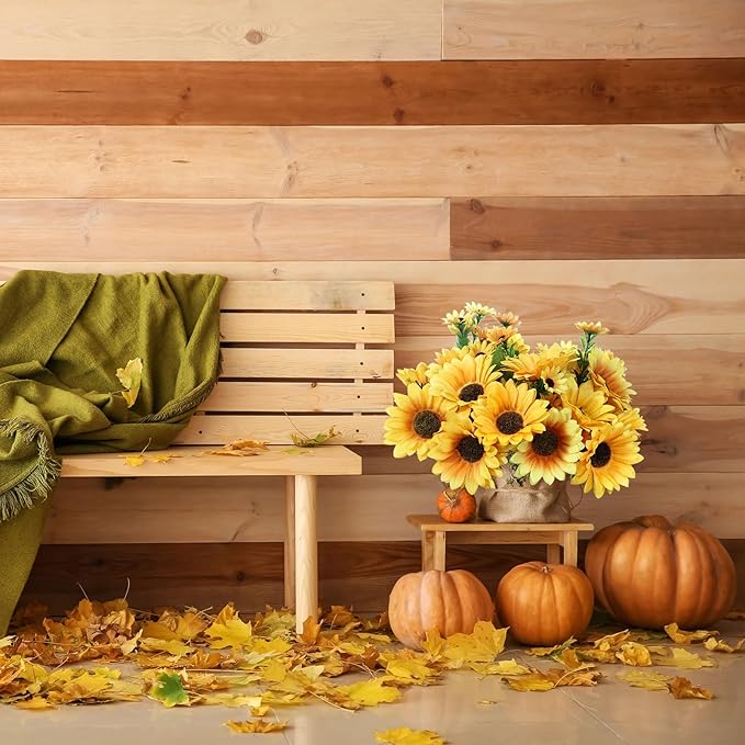 Sunflower Artificial Flowers 8pcs Fall Flowers Outdoor Fake Sunflowers for Garden Patio Window Box Planter Home Porch Garden Wedding Party Office Indoor Autumn Decoration