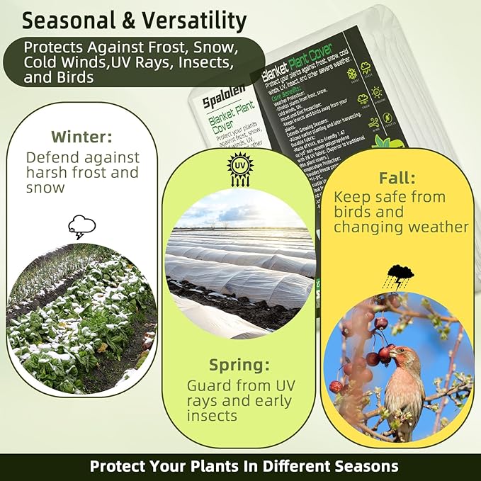 Plant Covers Freeze Protection, 10ft X 20ft Floating Row Cover 1.47 oz/yd² Fabric, Garden Frost Cloth Frost Blanket Plant Frost Covers for Outdoor Winter Frost/Sun Pest Protection - White