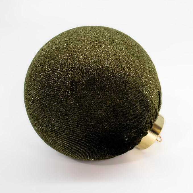 18PCS Green Velvet Christmas Ornaments Set – Large Flocked Shatterproof Baubles for Xmas Tree Decoration, Hanging Ornaments for Holiday & Home Décor (Green, 3 Inch / 8 cm)