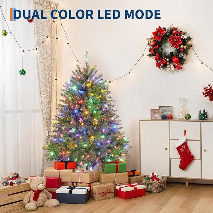 GarveeHome 4.5ft Christmas Tree, Artificial Christmas Trees with Dense Branches Realistic Holiday Décor Tree with Base