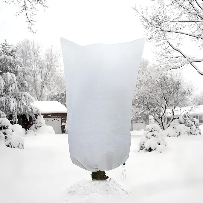 2 Packs Large Plant Covers Freeze Protection 47"W x 71"H Frost Protection Blankets with Zipper Drawstring Freeze Protections Plant Covers for Outdoor Shrubs Palm Citrus Trees Potted Plants in Winter