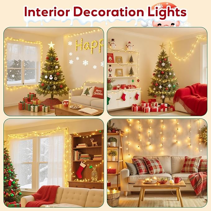 Hishine 82FT 1000LED Christmas Lights, String Lights Indoor Outdoor 8 Modes Waterproof Plug in Christmas Tree Light for Holiday, Warm White
