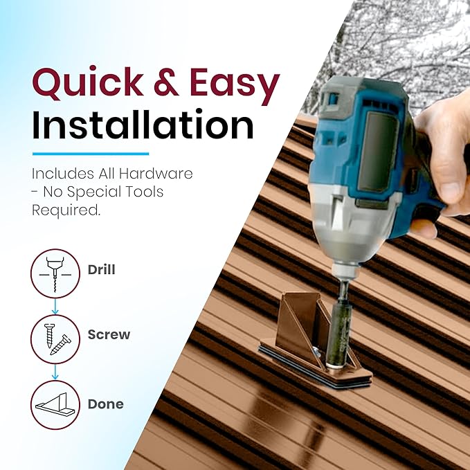 50 Pack Snow Guards for Metal Roofs – Includes Perfect Seal Gaskets & Screws – Heavy-Duty Polycarbonate Snow & Ice Stops – Prevents Sliding Snow | Copper | Made in USA