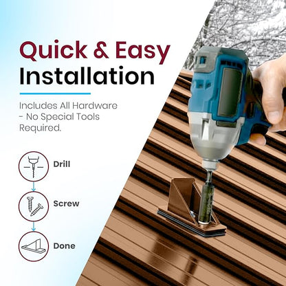 50 Pack Snow Guards for Metal Roofs – Includes Perfect Seal Gaskets & Screws – Heavy-Duty Polycarbonate Snow & Ice Stops – Prevents Sliding Snow | Copper | Made in USA