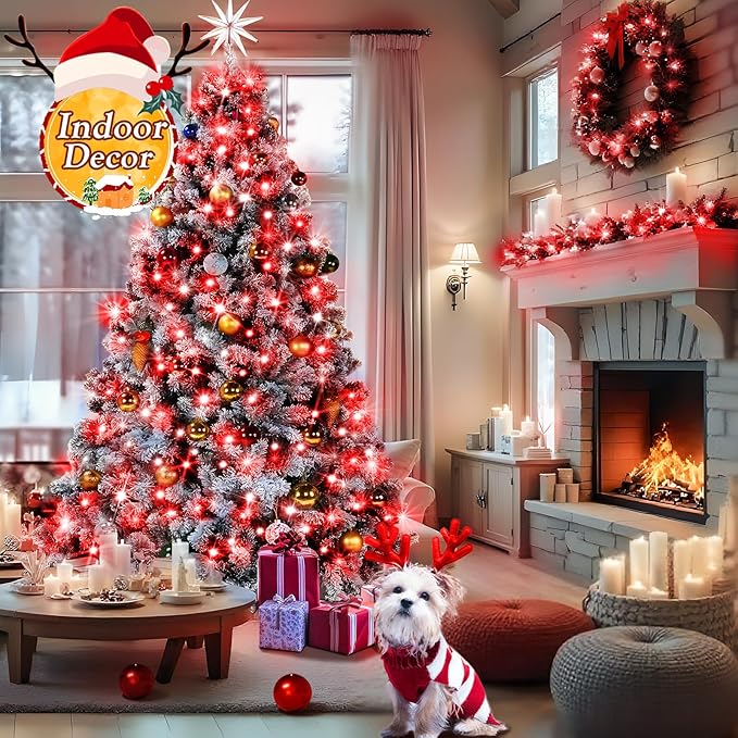 KNONEW 403ft 1000 LED String Lights Outdoor Christmas Lights 8 Modes & Timer Fairy Light Plug in Waterproof LED String Lights for Xmas Yard Tree Wedding Party Holiday Decorations (Red)