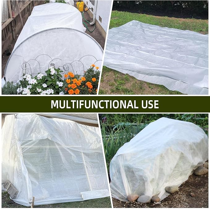 Plant Covers Freeze Protection, 10ft X 50ft Floating Row Cover 1.47 oz/yd² Fabric, Garden Frost Cloth Frost Blanket Plant Frost Covers for Outdoor Winter Frost/Sun Pest Protection - White