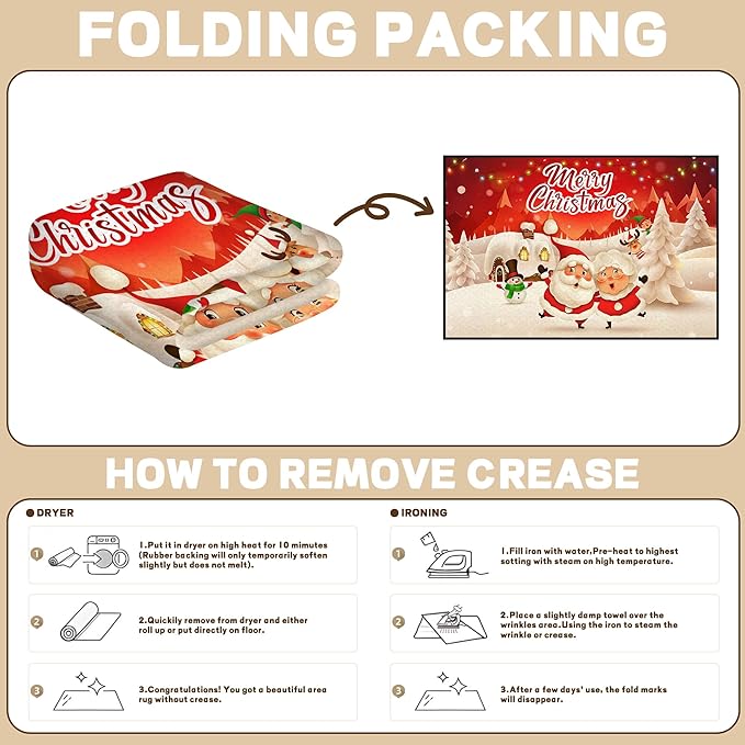 2' X 3' Merry Christmas Rug,Christmas Trees Decorative Indoor Bedroom Xmas Winter Welcome Door Mat Anti-Slip Rubber Area Rug for Seasonal Holiday Decoration,23.6" X 35.4"