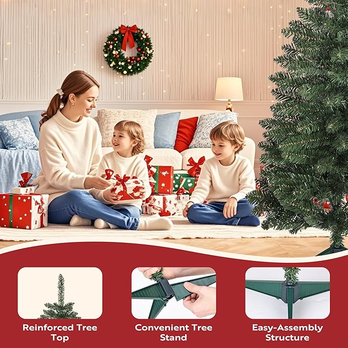 3FT Christmas Tree for Tabletop in Green– Mini Xmas Tree with 163 Branch Tips, Foldable Metal Base, Easy Assembly – Ideal for Home, Office, Apartment, or Holiday Décor