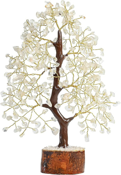 Crocon Clear Quartz Crystal Tree of Life - Chakra for Positive Energy, Feng Shui Decor - Gemstone Money Bonsai Tree, Good Luck Healing Crystals - Meditation Stones, Spiritual Unique Gift 10-12"