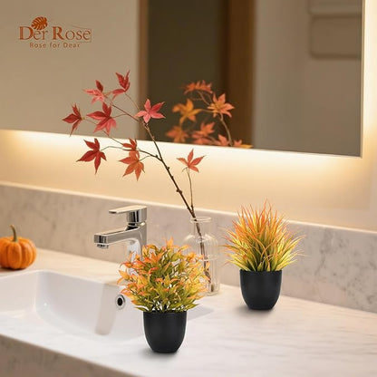 Der Rose Fall Fake Plants 4 Packs Artificial Plants Small Faux Plants Black Bathroom Accessories Fall Decorations for Home Bathroom Home Office Desk Fall Decor Indoor