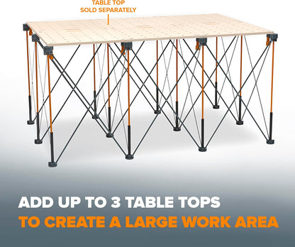 BORA Centipede CT12 36 inch Tall Portable Folding Workstand with Carry Strap, Collapsible Workbench, Construction Table, Support, Sawhorse, 4Ft X 6Ft, 36 inch Work Height, 4500lb Weight Capacity