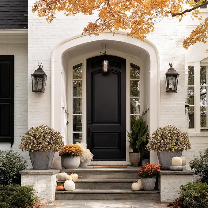 Artificial Daisy Flowers for Outdoor 16 Bundles Faux Daisy Flower UV Resistant No Fade Floral for Home Indoor Outside Garden Porch Window Box Balcony Yard Porch Fall Decor (Blue)