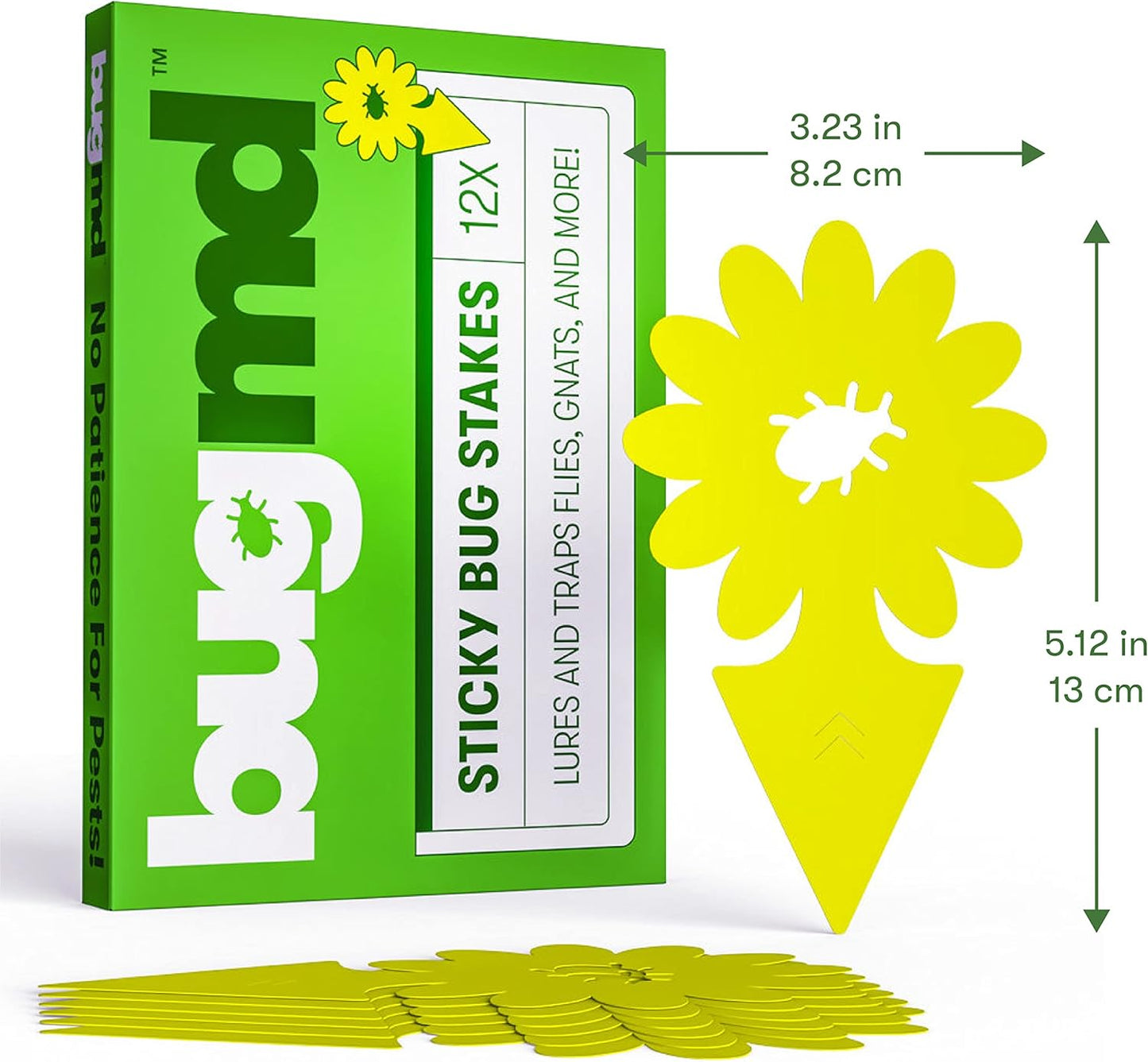 BugMD Sticky Bug Traps (12 Pack) - Indoor Fruit Fly Killer, Fungus Gnat Killer, Plant sticky traps for Bugs, Yellow Sticky Fly Traps for Plants, Gnat for Plants, Odorless