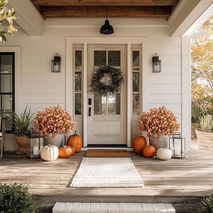 Artificial Daisy Flowers for Outdoor 16 Bundles Faux Daisy Flower UV Resistant No Fade Floral for Home Indoor Outside Garden Porch Window Box Balcony Yard Porch Fall Decor (Brown)