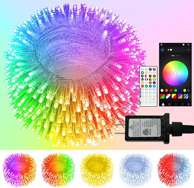 138FT 400LED Smart Color Changing Christmas String Lights Outdoor | App Control RGB LED String Lights with Remote & Timer, Waterproof Twinkle Christmas Tree Lights Indoor for Holiday Xmas Decor