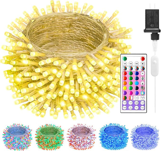 Minetom Color Changing String Lights Outdoor- 22 Colors 33FT 100 LED Fairy String Lights with Remote, Twinkle Christmas Tree Lights with 12 Lighting Modes, 4th of July Lights for Indoor Bedroom Party