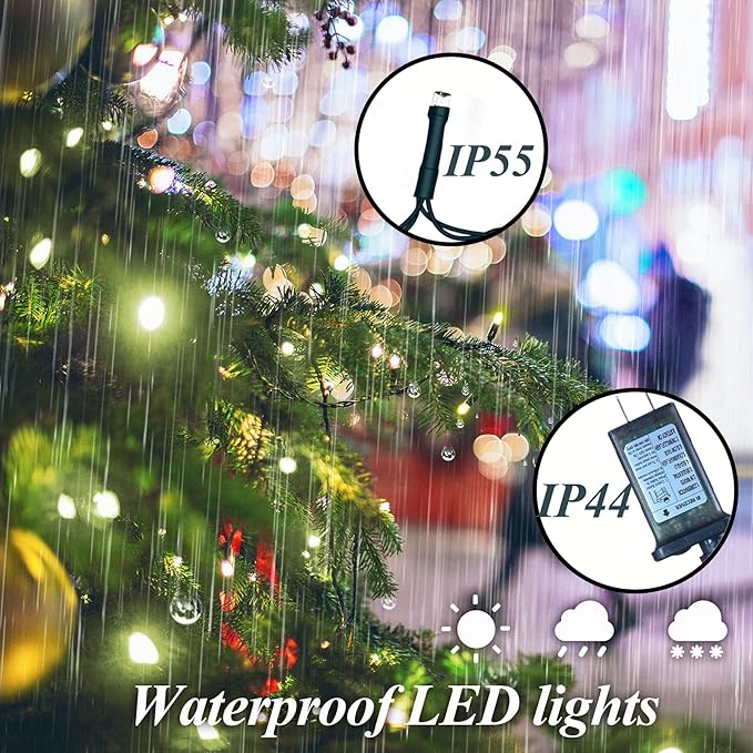 Christmas String Lights for Tree, 400 LEDs Christmas Tree Lights with Memory Function & 8 Modes, 6.6FT x 16 Lines Fairy Lights with Remote Control & Timer for Christmas Tree Decorations - Cold White