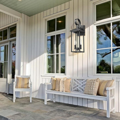 Porch Lights Outdoor Wall Light Fixtures Wall Mount, Modern Exterior Lighting Fixtures with Clear Glass Waterproof, 2-Light E12 Sockets Outside Garage Lights for House Patio Porch, 2 Pack