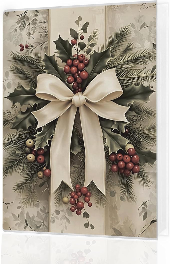 Christmas Photo Albums 4x6 Pictures, Vintage Coquette Bow Xmas Holly Berries Holiday Small Memory Photo Album Book for Baby Family Graduation Wedding Travel Vacation