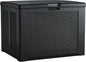 Rubbermaid Medium Resin Outdoor Storage Deck Box (74 Gal), Weather Resistant, Black, Deck Organization for Home/Backyard/Pool Chemicals/Toys/Garden Tools/Porch/Patio Cushions