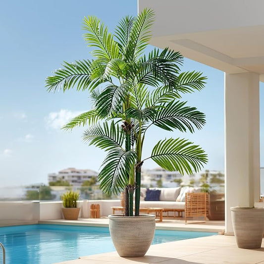 6.2FT Artificial Phoenix Palm Tree Artificial Plants Indoor Outdoor Large Faux Coconut Silk Palm Tree Tropical Fake Tree Faux Sago Palm Plant for Modern Farmhouse Yard Outside Patio Poolside