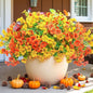 20 Bundles Artificial Flowers for Outdoors‌ with 6 Faux Butterflies, UV Resistant Fake Flowers‌ with Eucalyptus Leaves, Artificial Plants Outdoor‌ for Patio Garden Porch Home Decor (Orange Yellow)