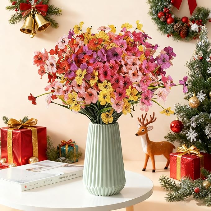 AmyHomie 20 Bundles Artificial Flowers for Outdoor Outside Spring Summer Decoration UV Resistant Faux Flowers No Fade Fake Plastic Plants Garden Porch Window Box Decorating(Mix Color)