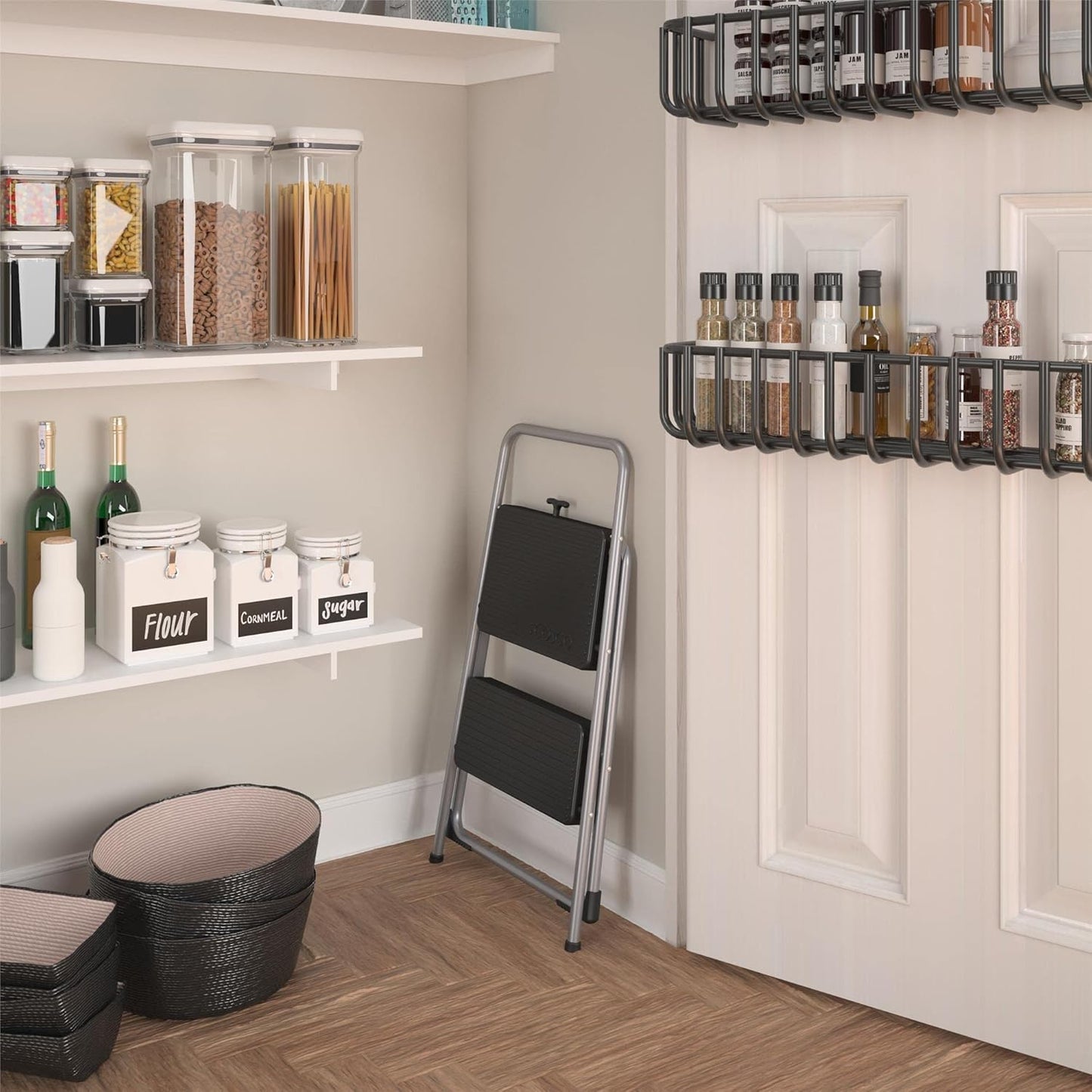 CoscoProducts COSCO 11137PBL1E 2 Household Folding Step Stool, ANSI Type 3, 200 lb Weight Capacity, Platinum