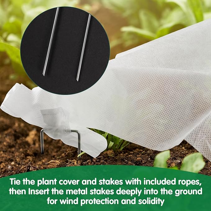 Plant Covers Freeze Protection, 10ft x 30ft 1.41oz/yd² White Frost Cloth Plant Blankets with 20 Stainless Steel Clips Floating Row Covers for Outdoor Gardens Vegetables Winter Frost Pests Protection