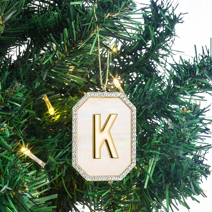 2025 Christmas Initial Ornaments, Letter K Ornaments for Christmas Tree, Hanging Ornament for Mother Best Friends Sister Wife