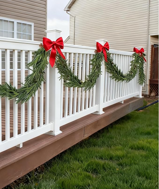 Christmas Garlands Norfolk Pine Garland Real Touch Artificial Faux Greenery Garland for Holiday Table Mantle Wall Indoor Outdoor Decor (9FT)