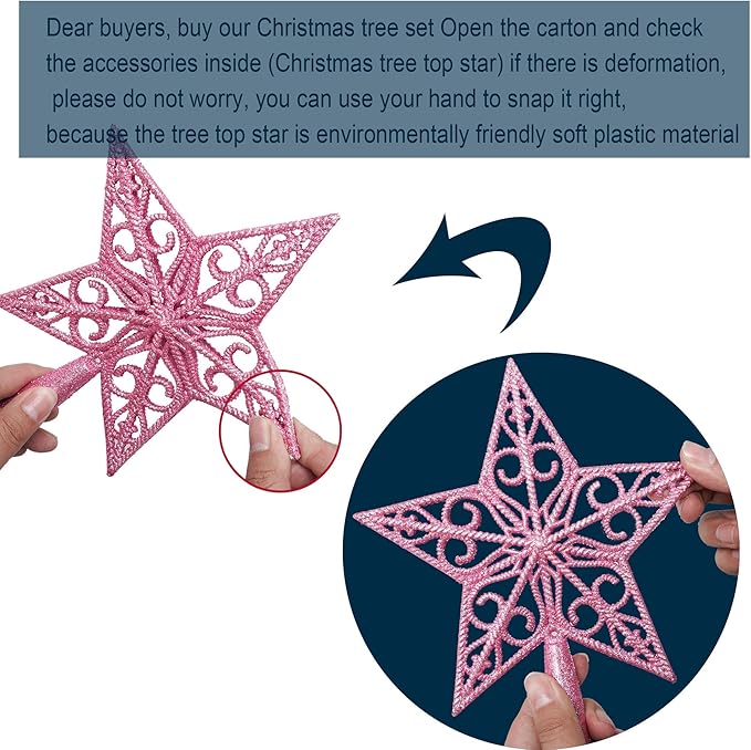 KTKDE 7.5ft Pink Christmas Tree, Artificial Christmas Tree, Sturdy Metal Stand with 1450 Tips (Pink top Star, LED Battery Box), Home, School, Party Office Holiday Decorations