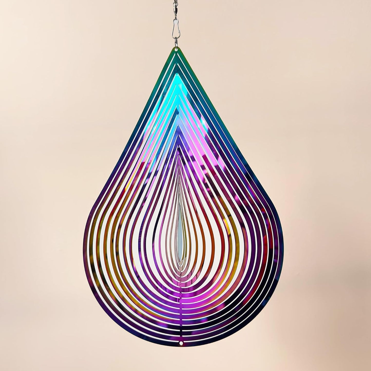 Wind Spinners Outdoor, 3D Water Droplet, Gradient Multicolor, 12 inches Stainless Steel Metal, Hanging Wind Spinners, Garden, Yard Décor, Outside, Gifts for Women Mom Wife