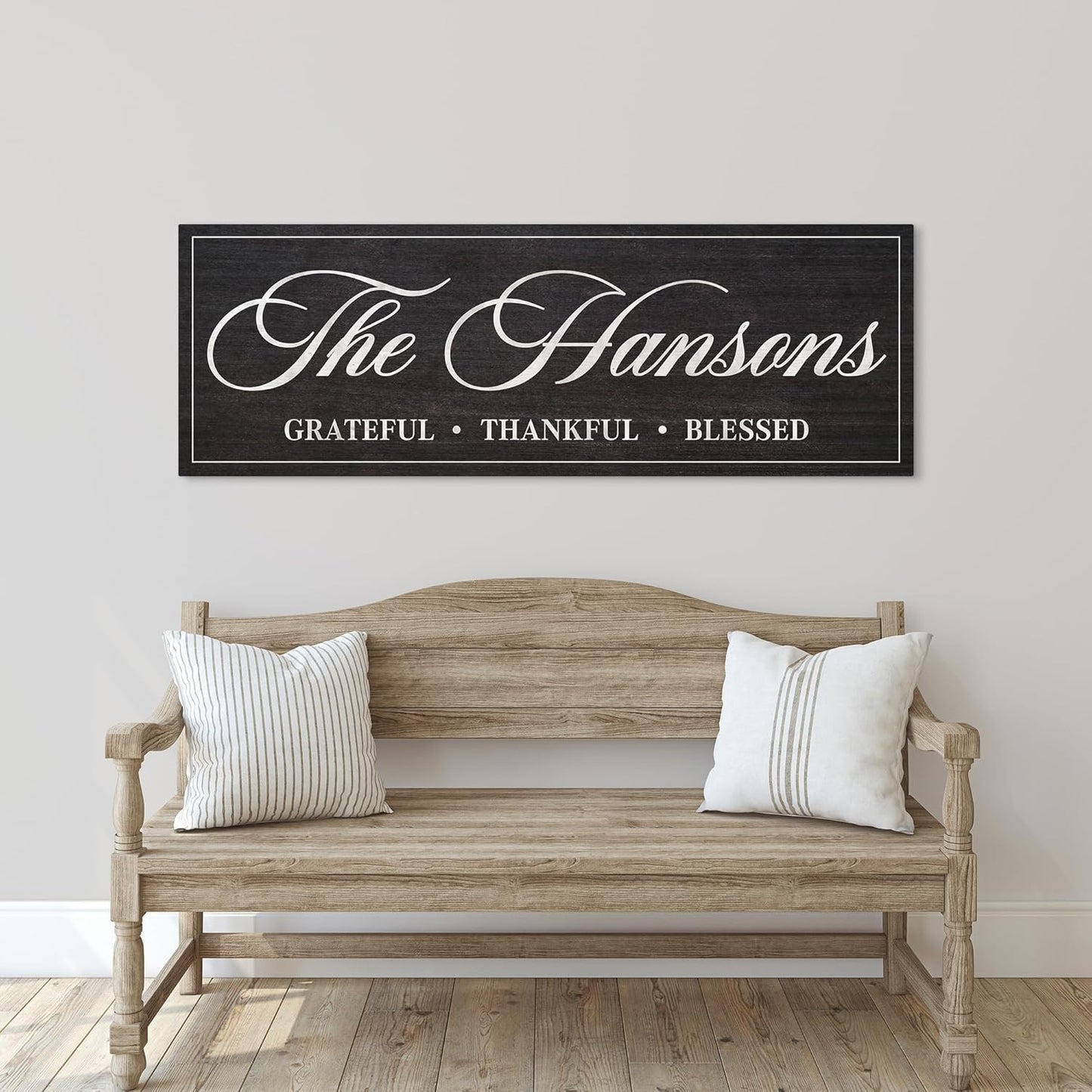 AWESOMETIK Personalized FAMILY NAME Sign Canvas THANKFUL • LOVED • HAPPY • BLESSED Custom Sign, Home Sign, Cabin Sign, Basement Sign, Home Bar Decor