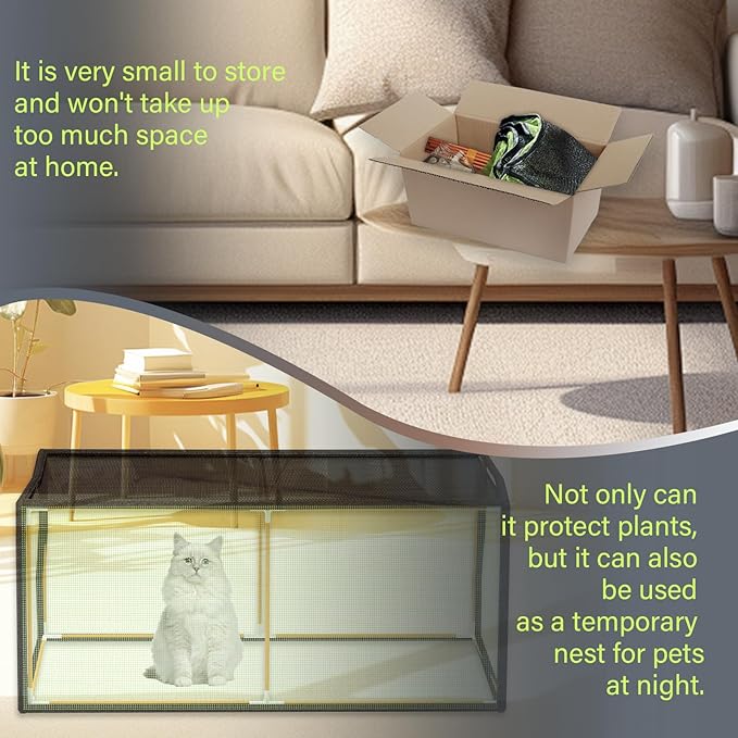 Seedling Net Plant Protector, 19 Fibreglass Poles Make Up The Garden Plant Awning, Bird Netting, Preventing The Hot Sun and Squirrels from Harming Plant Seedlings,47.2" X 23.6" X 23.6"