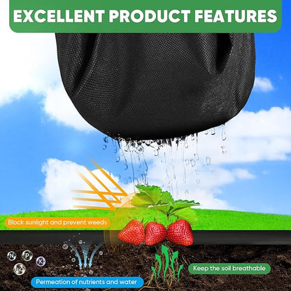 Non-Woven Thick Weed Barrier Fabric 3 FTx100 FT, 3.2oz Heavy Duty Weed Barrier Landscape Fabric, Ground Cover for Superior Weed Control, Easy Setup for Gardens, Landscaping, Flower Beds (Green)