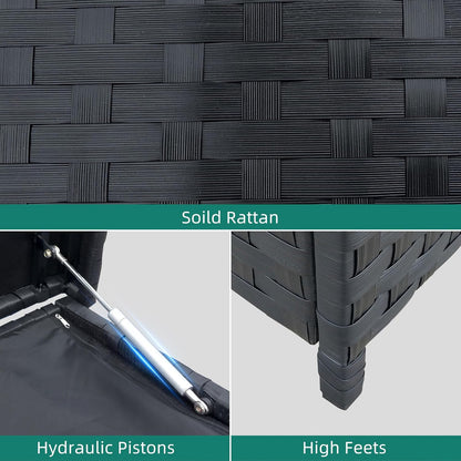 YITAHOME 260 Gallon Deck Box, XXL Wicker Outdoor Storage Box, Oversized Rattan Storage Cabinet for Patio Furniture, Cushions, Pool Storage and Garden Tools (Black)