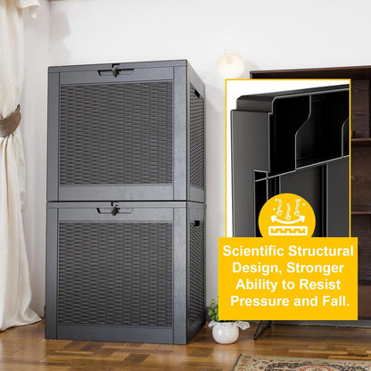 31 Gallon Waterproof Outdoor Storage Box,Resin Deck Box,Lockable Outside Storage Box Container for Patio Furniure,Garden,Pool Tools (Black)